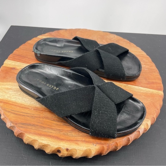 Jenni Kayne black crossover slide sandals size 37 US 7 - Picture 1 of 9
